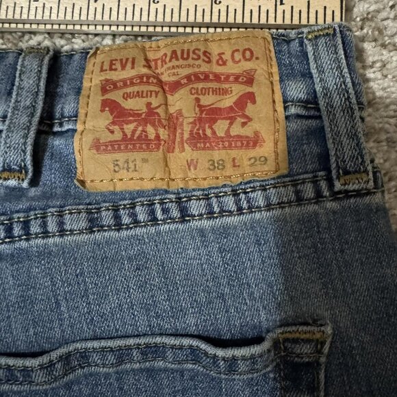 Levis 541 Jeans Mens 38x29 Blue Denim Athletic Taper Stretch Medium Wash Casual - Picture 8 of 11